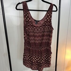 Forever 21 Maroon and Beige Patterned Romper